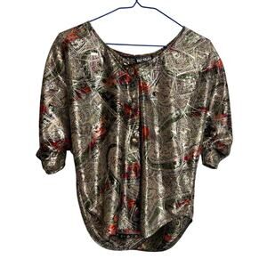 Vintage Hot Stuff U.S.A. Women's Blouse Metalic Paisley Size Small Retro!